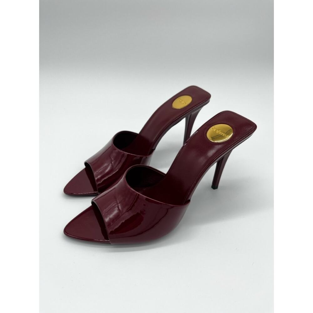 Saint Laurent Romy heeled Mules Patent Leather Stiletto Bordeaux - 38 (US 8) - Picture 3 of 13
